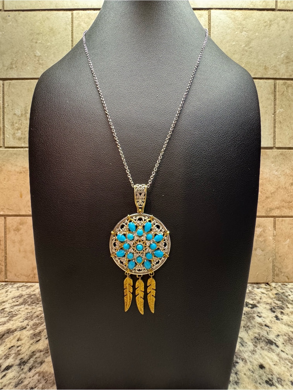 Turquoise Dreamcatcher Pendant Necklace